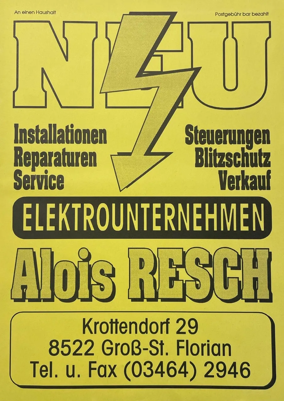 Elektrounternehmen Alois Resch Plakat